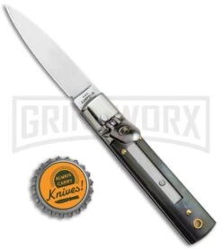 AGA 6" Mini Classic Lever Lock Dark Horn Automatic Knife - Satin Plain 9 AGA 6" Mini Classic Lever Lock Dark Horn Automatic Knife - Satin Plain -Akc Sales Store AGA Classic 6in LL Auto Dark Horn Satin GX 36957 jr bottlecap large