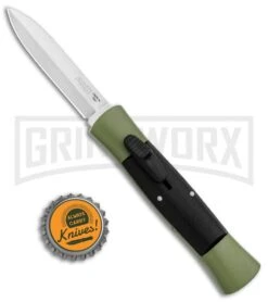 AKC 007 Concord Green/Black OTF Automatic Knife - Dagger Satin -Akc Sales Store AKC 007 Concord OTF Green Satin Dagger GX 30502 jr bottlecap large
