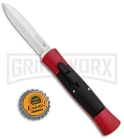 AKC 007 Concord Red/Black OTF Automatic Knife - Dagger Satin -Akc Sales Store AKC 007 Concord OTF Red Satin Dagger GX 30498 jr bottlecap large