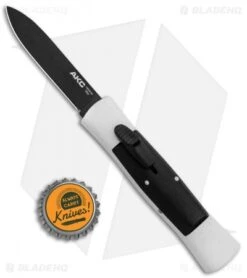 AKC 007 Concord OTF Automatic Knife White/Black (2.75" Black Flat) -Akc Sales Store AKC 007 Concord OTF White Black Flat GX 30496 jr bottlecap