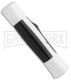 AKC 007 Concord White/Black OTF Automatic Knife - Dagger Satin -Akc Sales Store AKC 007 Concord OTF White Satin Dagger GX 30495 jr side large