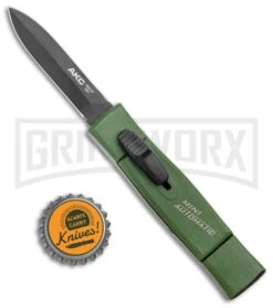 AKC Minion Nato Green OTF Automatic Knife - Dagger Black Plain -Akc Sales Store AKC 007 Mini Concord OTF Auto NATO Green Dagger Black BHQ 135714 jr bottlecap large