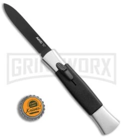 AKC 077 Concord Polish/Black OTF Automatic Knife - Flat Black Plain -Akc Sales Store AKC 077 Concord Polish Black flat black plain BP 22707 er bottlecap large