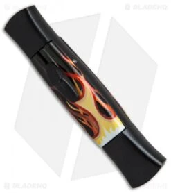 AKC 077 Concord OTF Automatic Knife Flames (3.25" Black Flat) -Akc Sales Store AKC 077 concord flames black BP 19136 er spine