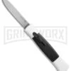 AKC 077 Concord White/Black OTF Automatic Knife - Flat Satin Plain -Akc Sales Store AKC 077 concord white black satin flat BHQ 52355 er large