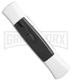 AKC 077 Concord White/Black OTF Automatic Knife - Flat Satin Plain -Akc Sales Store AKC 077 concord white black satin flat BHQ 52355 er side large