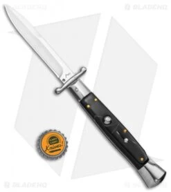 AKC Swinguard 10" Auto Italian Bayonet Stiletto Sim Dark Horn (4.25" Satin) -Akc Sales Store AKC 10in Italian Swinguard Sim Horn Auto Bayo BHQ 138553 jr bottlecap
