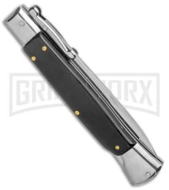 AKC 10" Italian Stiletto Swinguard Sim Horn Automatic Knife - Bayonet -Akc Sales Store AKC 10in Italian Swinguard Sim Horn Auto Bayo BHQ 138553 jr side large