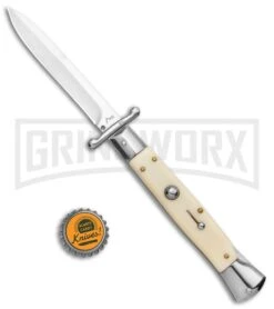 AKC 10" Italian Stiletto Swinguard Sim Ivory Automatic Knife - Bayonet -Akc Sales Store AKC 10in Italian Swinguard Sim Ivory Auto Bayo BHQ 138560 jr bottlecap large