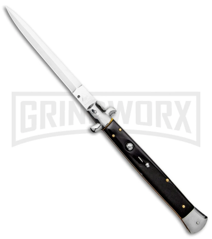 AKC 13" Dark Horn Acrylic Automatic Italian Dagger Stiletto (Satin Plain) 3 AKC 13" Dark Horn Acrylic Automatic Italian Dagger Stiletto (Satin Plain)