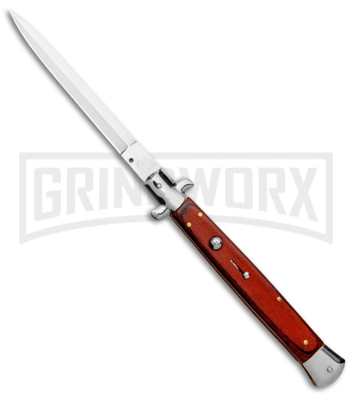 AKC 13" Rosewood Automatic Italian Dagger Stiletto (Satin Plain) 3 AKC 13" Rosewood Automatic Italian Dagger Stiletto (Satin Plain)