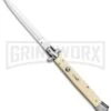 AKC 13" Sim Ivory Acrylic Automatic Italian Dagger Stiletto (Satin Plain) -Akc Sales Store AKC 13in Sim Ivory Handle Auto Stiletto Dagger GX 2387 jr large