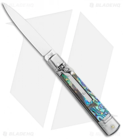 AKC 7.75" Slimline Lever Lock Clip Point Automatic Knife Abalone (3.2" Satin) 3 AKC 7.75" Slimline Lever Lock Clip Point Automatic Knife Abalone (3.2" Satin)