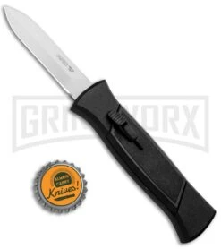 AKC 777 Blackfinger Black OTF Automatic Knife - Dagger Satin Plain -Akc Sales Store AKC 777 Blackfinger Dagger OTF Auto Black Satin BHQ 50807 jr bottlecap large