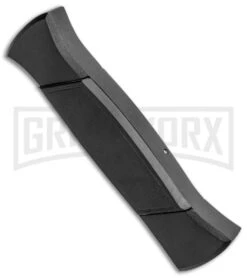 AKC 777 Blackfinger Black OTF Automatic Knife - Dagger Satin Plain -Akc Sales Store AKC 777 Blackfinger Dagger OTF Auto Black Satin BHQ 50807 jr side large