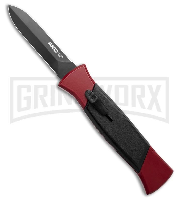 AKC 777 Blackfinger Red/Black OTF Automatic Knife - Black Plain Dagger 3 AKC 777 Blackfinger Red/Black OTF Automatic Knife - Black Plain Dagger