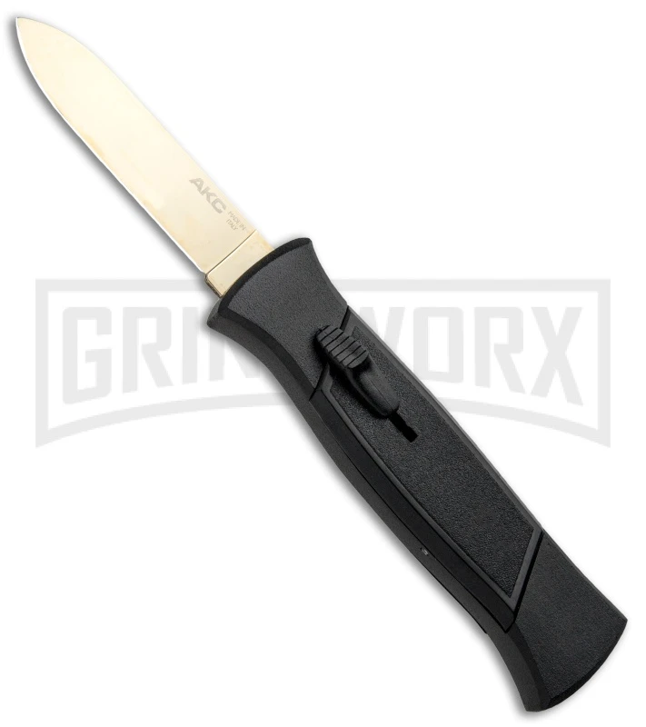 AKC 777 Blackfinger Black OTF Automatic Knife - Flat Gold Plain 3 AKC 777 Blackfinger Black OTF Automatic Knife - Flat Gold Plain