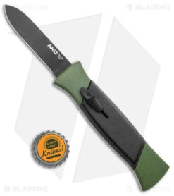AKC 777 Blackfinger OTF Automatic Knife Green/Black (3.375" Black Flat) -Akc Sales Store AKC 777 Blackfinger OTF Auto Green Black Black Flat BHQ 138920 jr bottlecap