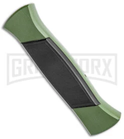 AKC 777 Blackfinger Green/Black OTF Automatic Knife - Black Plain -Akc Sales Store AKC 777 Blackfinger OTF Auto Green Black Black Flat BHQ 138920 jr side large