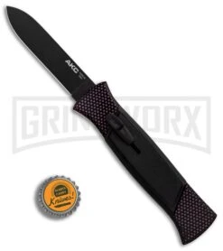 AKC 777 Blackfinger Sim Carbon Fiber OTF Automatic Knife - Black Plain -Akc Sales Store AKC 777 Blackfinger Sim Carbon Fiber Black Flat BHQ 90290 er bottlecap large