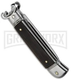 AKC 8" Shot Shell Puller Lever Lock Brazilian Horn Automatic Knife - Flat Plain 8 AKC 8" Shot Shell Puller Lever Lock Brazilian Horn Automatic Knife - Flat Plain -Akc Sales Store AKC 8in Shot Puller LL Brazilian Horn BP 19886 jr side large