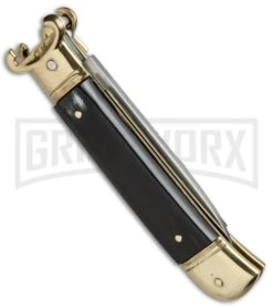 AKC 8" Shot Shell Puller Lever Lock Brazilian W/ Brass Auto Knife - Flat Plain -Akc Sales Store AKC 8in Shot Puller LL Brazilian Horn Brass BP 19886 jr side large