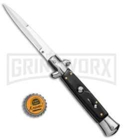 AKC 9" Stiletto Dark Horn Automatic Knife - Bayonet -Akc Sales Store AKC 9in Stiletto Sim Dark Horn Auto Bayo GX 37956 jr bottlecap large