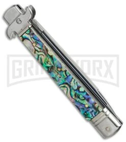 AKC 9" Leverletto Abalone Automatic Knife - Flat Grind 7 AKC 9" Leverletto Abalone Automatic Knife - Flat Grind -Akc Sales Store AKC 9in leverletto abalone flat BP 18826 er side large