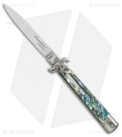 AKC Leverletto 9" Automatic Italian Stiletto Abalone (4" Satin Flat)