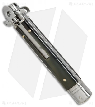 AKC Leverletto 9" Lever Lock Automatic Italian Knife Brazilian Horn (4" Satin) 4 AKC Leverletto 9" Lever Lock Automatic Italian Knife Brazilian Horn (4" Satin) - Image 2