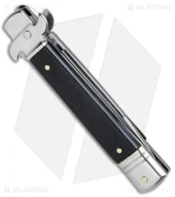 AKC Leverletto 7.5" Lever Lock Automatic Italian Knife Ebony (3.2" Satin) 8 AKC Leverletto 7.5" Lever Lock Automatic Italian Knife Ebony (3.2" Satin) -Akc Sales Store AKC Bill DeShivs Leverletto Ebony Wood Satin Plain BP 26642 jr side