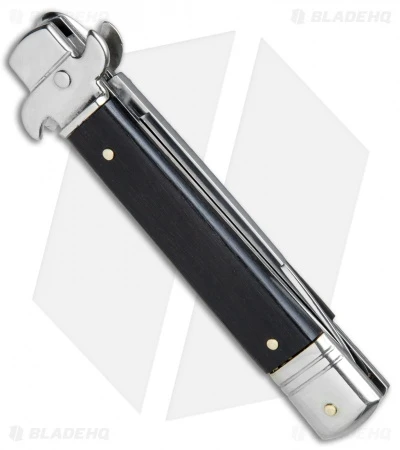 AKC Leverletto 7.5" Lever Lock Automatic Italian Knife Ebony (3.2" Satin) 5 AKC Leverletto 7.5" Lever Lock Automatic Italian Knife Ebony (3.2" Satin) - Image 3