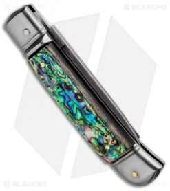 AKC Classic 8" Lever Lock Automatic Italian Knife Abalone (3.2" Damascus) -Akc Sales Store AKC Classic 8in LL Abalone Damascus Flat BP 30459 jr side