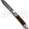 AKC 8" Italian Stiletto Lever Lock Stag Automatic Knife - Damascus Plain 2 AKC 8" Italian Stiletto Lever Lock Stag Automatic Knife - Damascus Plain -Akc Sales Store AKC Classic 8in LL Stag Horn Damascus Flat BP 30458 jr large