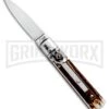 AKC 6" Mini Classic Lever Lock Stag Automatic Knife - Satin Plain