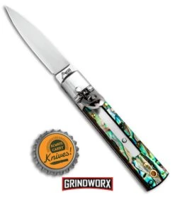 AKC 6" Mini Classic Lever Lock Abalone Automatic Knife - Satin Plain 9 AKC 6" Mini Classic Lever Lock Abalone Automatic Knife - Satin Plain -Akc Sales Store AKC Classic Lever Lock Abalone BHQ 94620 ns.bottlecap large