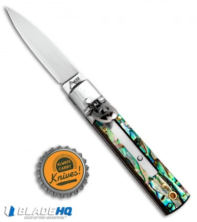 AKC Classic 6" Lever Lock Automatic Italian Knife Abalone (2.25" Satin) 5 AKC Classic 6" Lever Lock Automatic Italian Knife Abalone (2.25" Satin) - Image 4