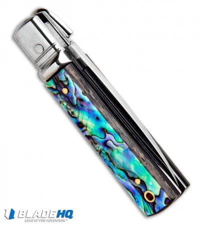 AKC Classic 6" Lever Lock Automatic Italian Knife Abalone (2.25" Satin) 4 AKC Classic 6" Lever Lock Automatic Italian Knife Abalone (2.25" Satin) - Image 3