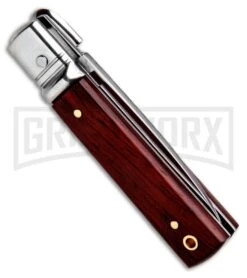 AKC 6" Mini Classic Lever Lock Cocobolo Automatic Knife - Satin Plain -Akc Sales Store AKC Classic Leverlock Cocobolo BHQ 50891 ns side large