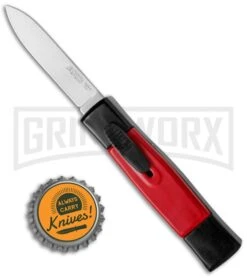 AKC Minion Concord Black/Red OTF Automatic Knife - Dagger Satin Plain -Akc Sales Store AKC Concord Black Red OTF Auto Dagger Satin GX 35507 jr bottlecap large