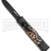 AKC Minion Concord Leopard OTF Automatic Knife - Flat Black Plain -Akc Sales Store AKC Concord Minion Leopard Flat Blk BP 18949 jr large