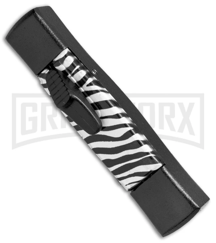 AKC Minion Concord Zebra OTF Automatic Knife - Flat Grind Satin Plain 4 AKC Minion Concord Zebra OTF Automatic Knife - Flat Grind Satin Plain - Image 2