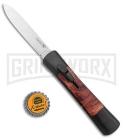 AKC Concord Briar Wood OTF Automatic Knife - Plain Satin Flat -Akc Sales Store AKC Concord OTF Auto Briar Wood Satin GX 37553 jr bottlecap large