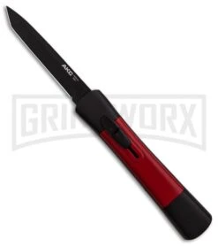 AKC Concord Black/Red OTF Automatic Knife - Tanto Black Plain