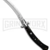 AKC Curved Stiletto Black Marble Automatic Knife - Satin Plain