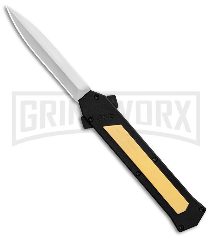 AKC F-16 Brass D/A OTF Automatic Knife - Dagger Satin Plain 3 AKC F-16 Brass D/A OTF Automatic Knife - Dagger Satin Plain