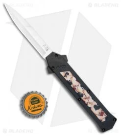 AKC F-16 Bayonet D/A OTF Automatic Knife Ace Playing Cards Inlay (3.3" Satin ) -Akc Sales Store AKC F 16 Bayo DA OTF Auto Ace Playing Cards Inlay Satin BHQ 106222 jr bottlecap