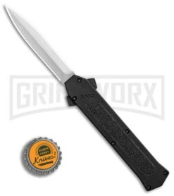 AKC F-16 Black D/A OTF Automatic Knife - Dagger Satin Plain -Akc Sales Store AKC F 16 Black DA Dagger Satin Plain GX 30994 er bottlecap large