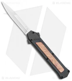 AKC F-16 D/A Bayonet OTF Automatic Knife Black/Wood (3.3" Satin)