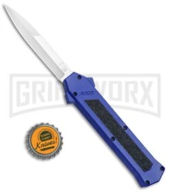 AKC F-16 Blue D/A OTF Automatic Knife - Bayo Satin Plain -Akc Sales Store AKC F 16 Blue DA OTF Bayo Satin Plain BP 23856 jr bottlecap large